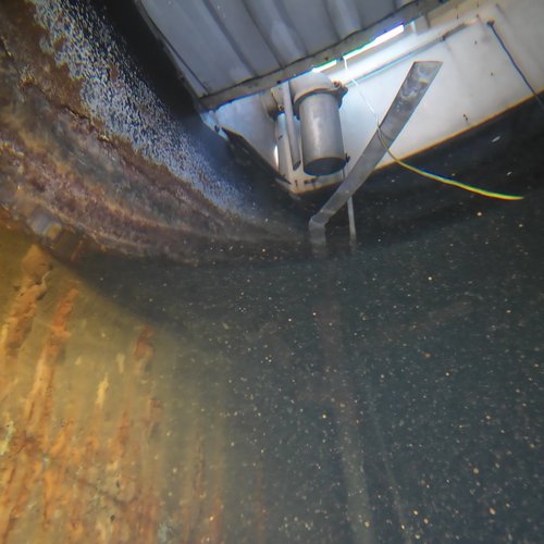 Sprinklertank-Inspektion: Stahltank, 25 Jahre – Tankinspektion Wand Rostablagerungen Korrosion Bodensicht